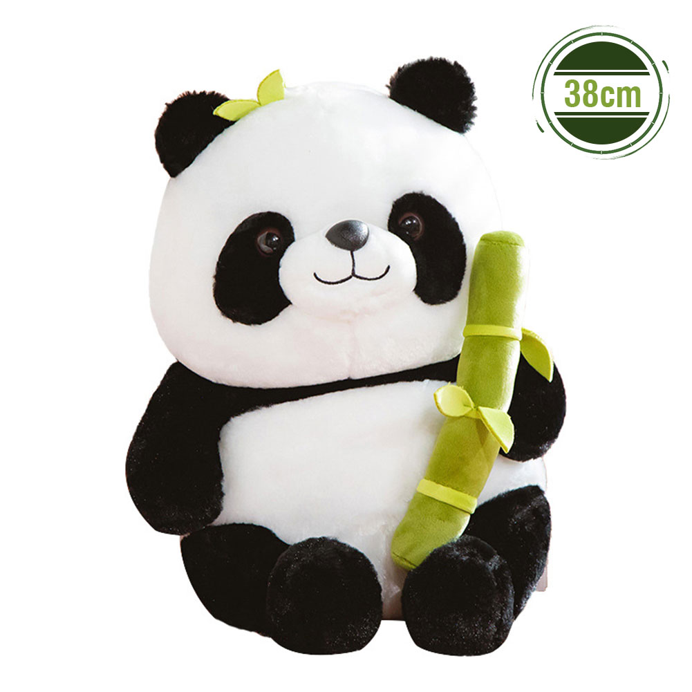 Ensemble de Panda en Tube de bambou Kawaii, jouet en peluche mignon, poupée ours en peluche, réversible, de saint-valentin pour enfants: Black