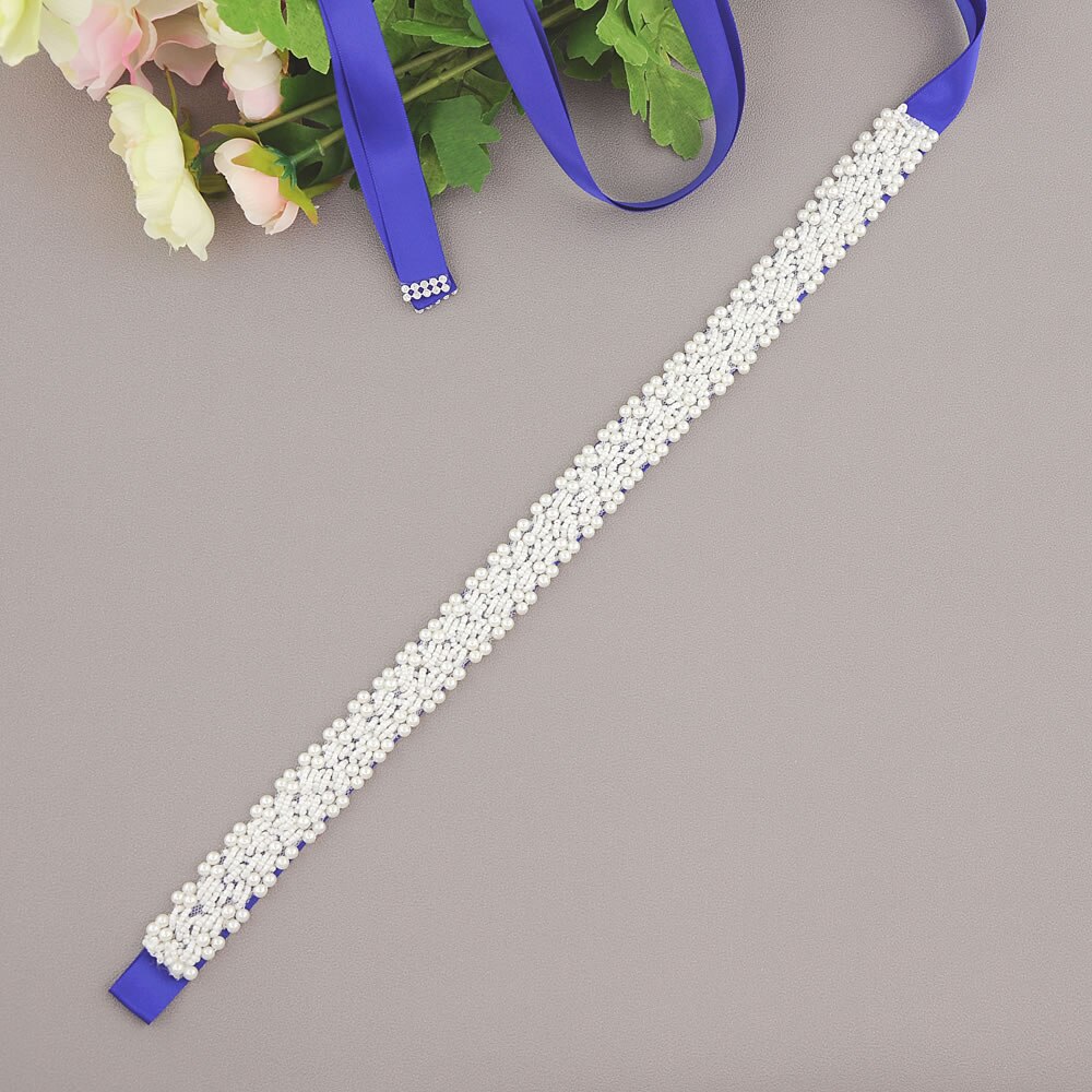 Wedding Sash Strass Zijden Lint Bruiloft Bruids Riem Crystal Sash Art Deco Strass Riem Wedding Sash Belt Bridal Gown: Royal blue