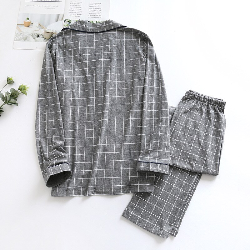 Klassieke Plaid Mannen Pyjama Sets Herfst Katoenen Pyjama Nachtkleding Nachtkleding Voor Mannen Lange Mouw Casual Night Nachtkleding Pijama