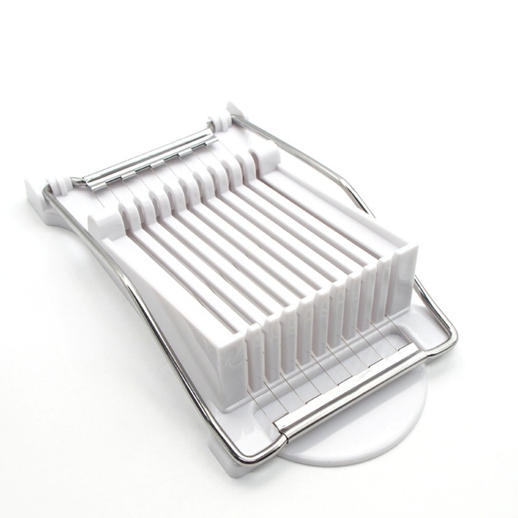 Multifunctionele eiersnijder twee-in-één gekookte eierbewaarapparaat roestvrijstalen snijder huishoudelijke eierscheider: Wit