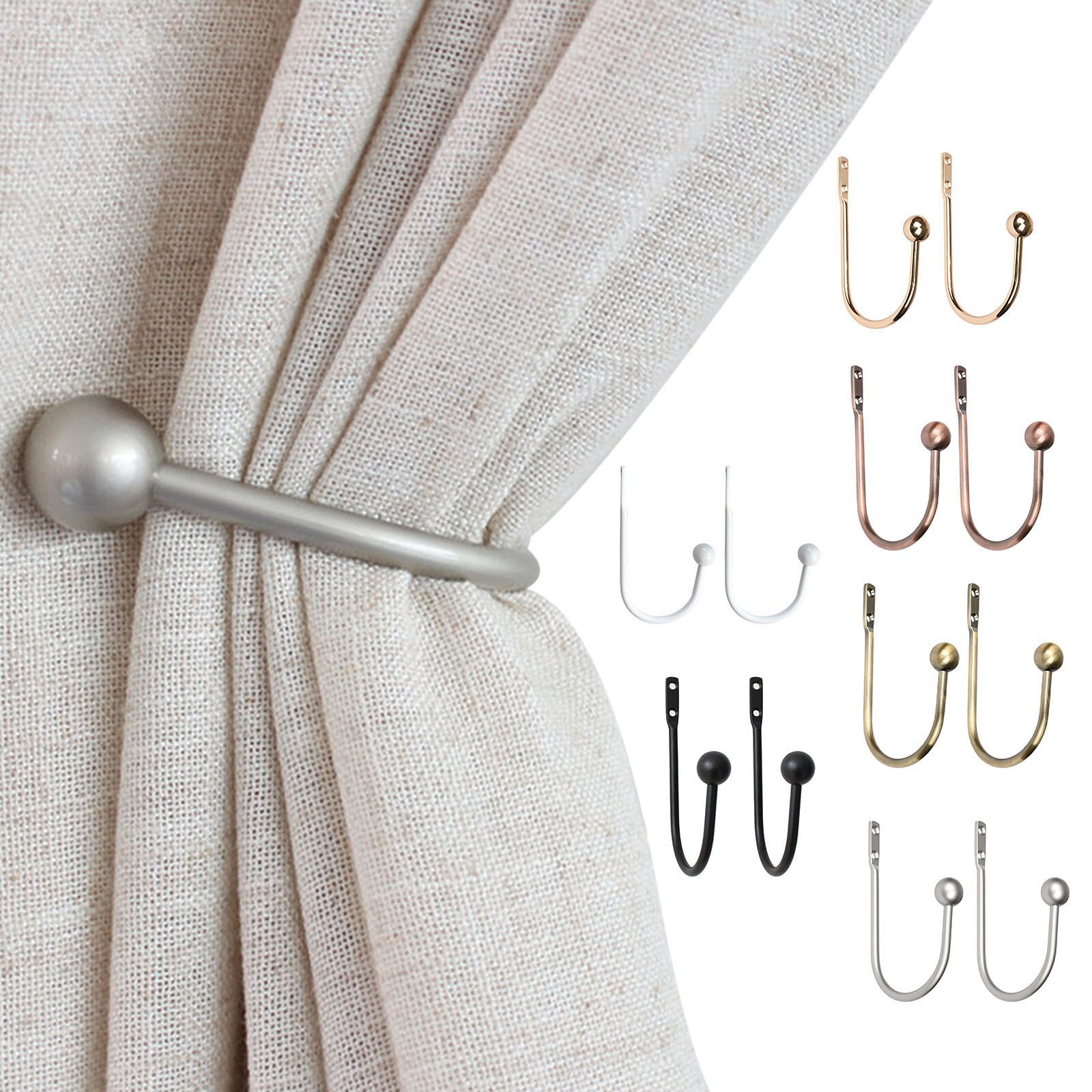 2Pcs U-shaped Round Curtain Hooks Window Wall Decoration Hanger Home Suppliers Metal Tie Tassel Arm Hook Hook Buckle Holdbacks