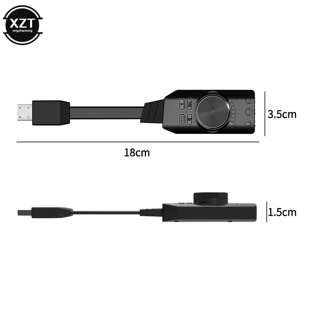 7.1 Channel Sound Card USB Audio Interface Headphone Adapter Soundcard Gaming Soundcard for Mic Speaker Laptop PC