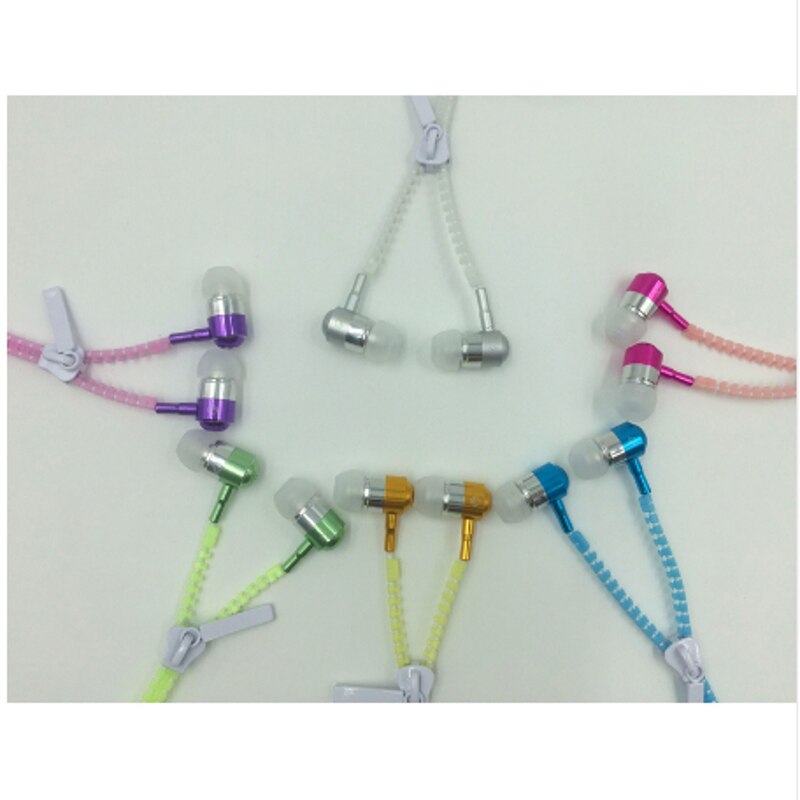 Stereo metalen oordopjes, gloeiende metalen oordopjes met rits, lichtgevende oordopjes in het donker voor iphone, samsung, xiaomi, sport oordopjes