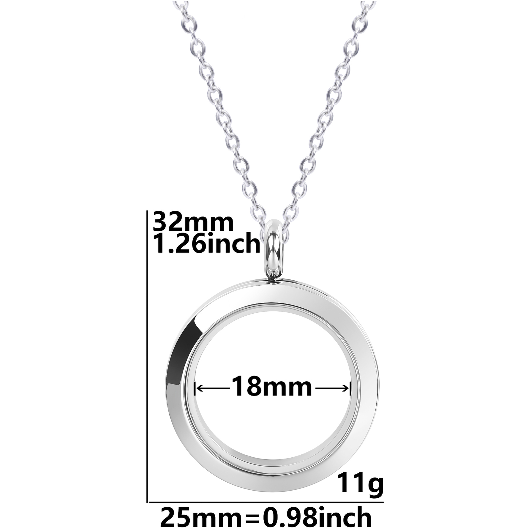 1Pc Stainless Steel Round Reliquary Coin Holder Locket Pendant Women Necklaces Glass Floating Ashes Relicario Collares Jewelry: Antique Bronze Plated