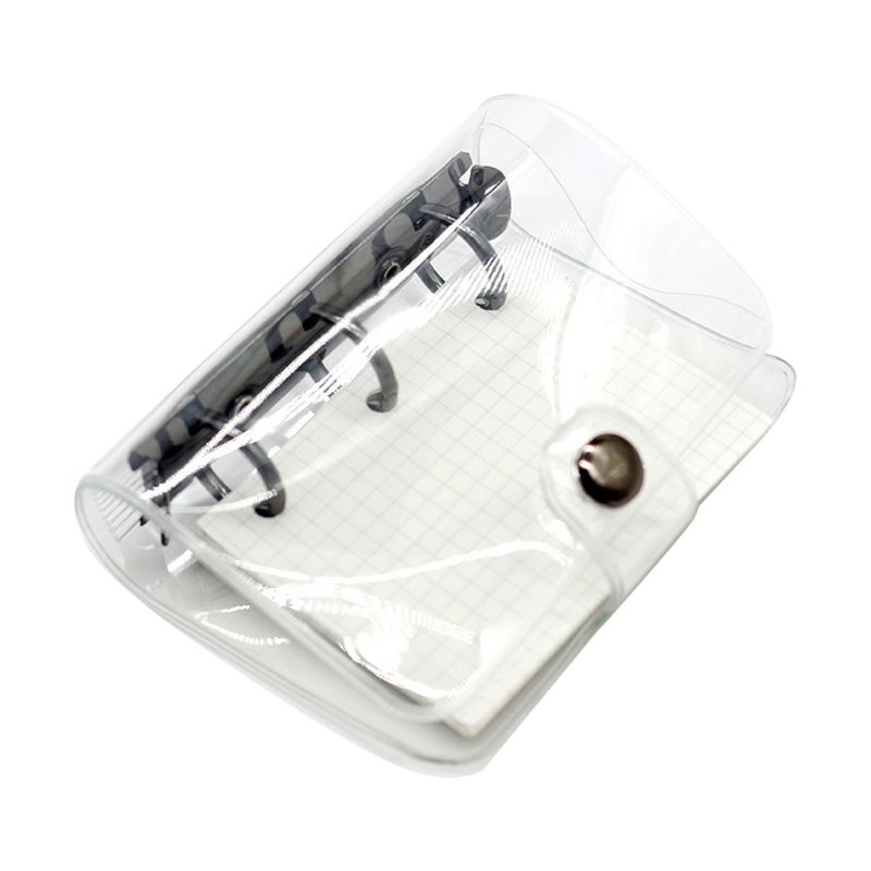 3 Holes Mini PVC Loose Leaf Transparent Diary Notebook Pocket Traveler Planner: Black