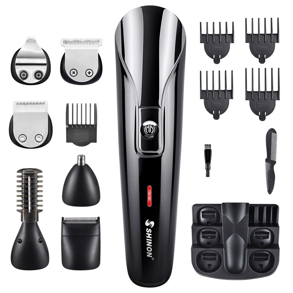 SHINON Hair Clipper Set Barber Hair Trimmer Electric Clipper Razor Shaver Beard Trimmer Men Shaving Machine Cutting Nose Trimmer