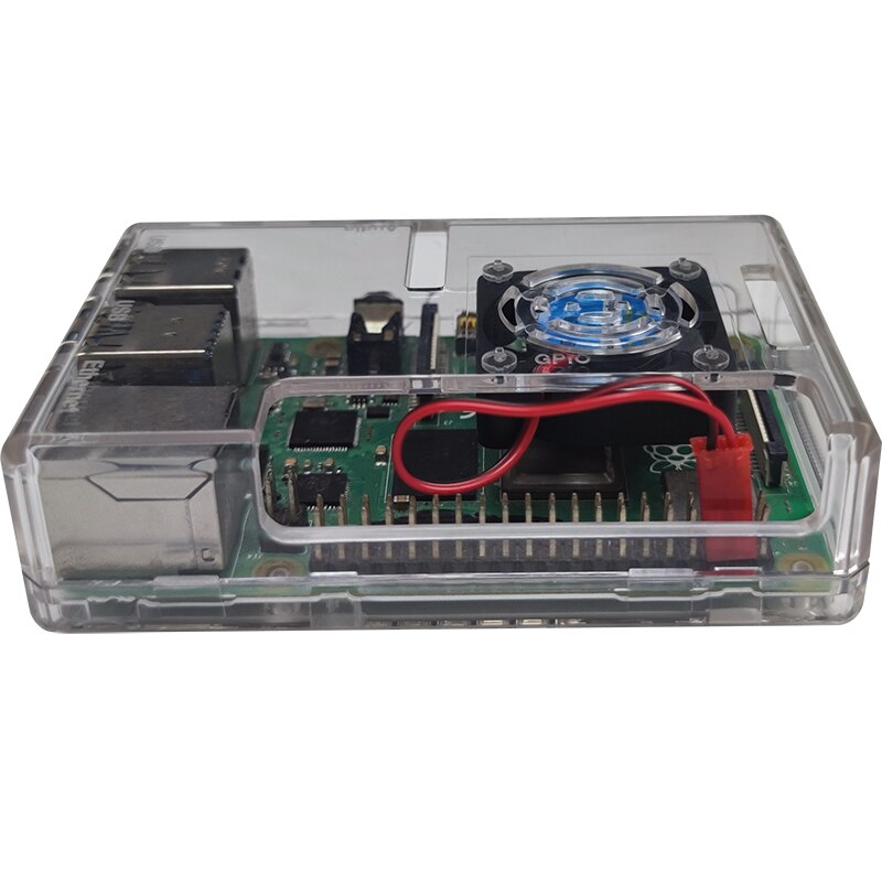 Funda Raspberry pi 4, carcasa Raspberry Pi con ventilador de refrigeración, funda negra transparente para Raspberry Pi 4 modelo B, Pi 4B, Pi 4