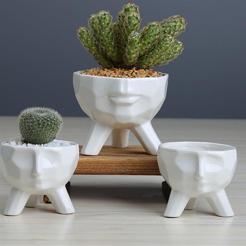 Maceta creativa simulada de medio rostro lavabo de cerámica suculentas plantas en macetas accesorios para el hogar ornamento paisaje suministros