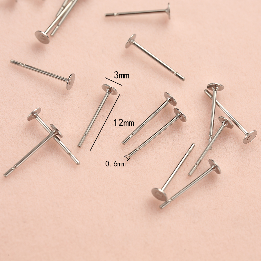 200 stks/partij Hypoallergeen Rvs Oorbellen Studs Blank Base Post Oorspelden Bevindingen Oor Terug Voor Diy Sieraden Maken Onderdelen: GRIJS