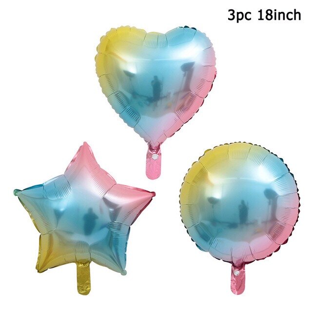 1pcs Rainbow Number Balloons Gradient Heart Star Love Happy Birthday Balloons for Birthday Baby Shower Anniversary Wedding Party