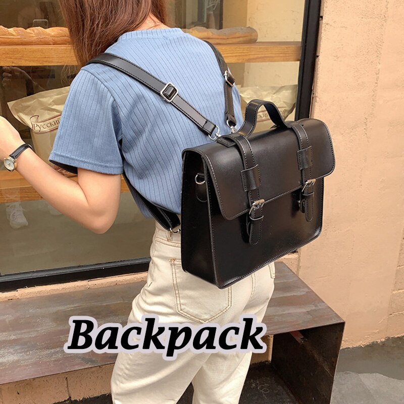 Luxe Vintage Jk Uniform Vrouwen Lederen Rugzak Vrouwelijke Grote Capaciteit Aktetas Hard Schoudertassen Messenger Bag Grote Tote: Backpack