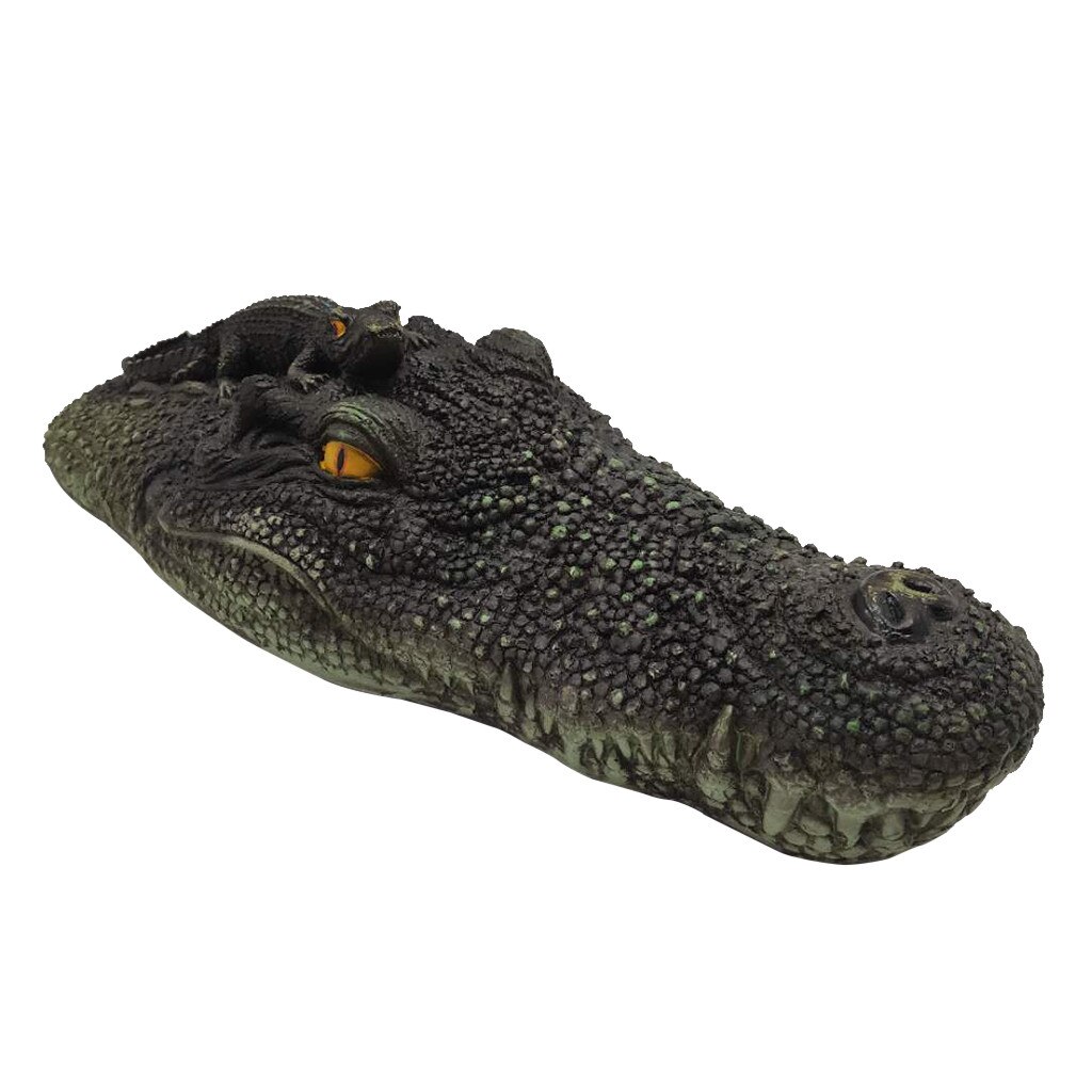 Floating Mother and Son C rocodile Head Water Decoy Garden Pond Art for Control Simulation Foam Crocodil Home Garden Decor: A