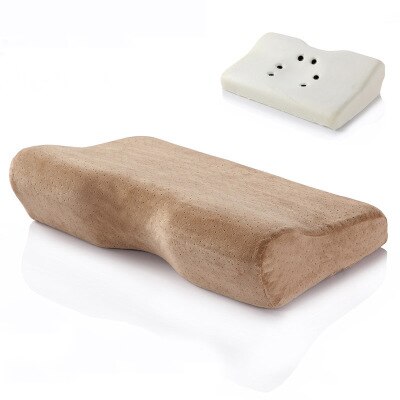 Almohada de memoria ortopédica para el dolor de cuello y protección del cuello, almohada de espuma de memoria de rebote lento, funda de almohada Cervical para el cuidado de la salud: Camel
