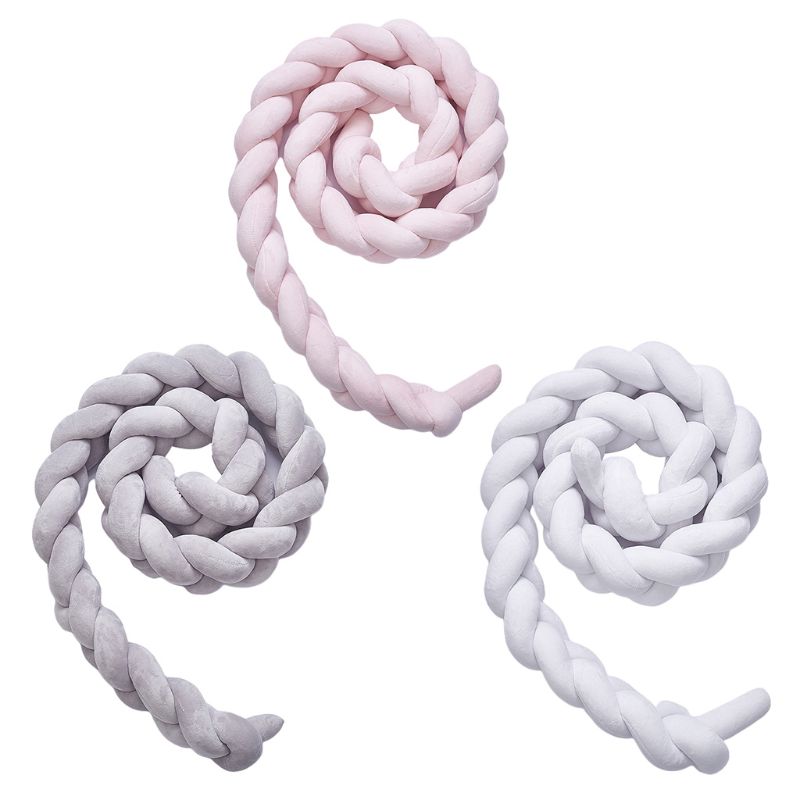 Gevlochten Wieg Bumper Geknoopt Gevlochten Pluche Babybedje Bumper Pasgeboren Kid Bed Slaap Bumper Nursery Cradle Decor Kussen
