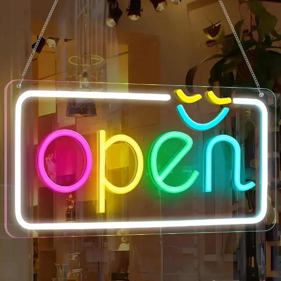 LED Open Sign,Bright Neon Open Sign, Powered by USB, RGB Open Signs for Business Bar Restaurant Hotel Storefront Window