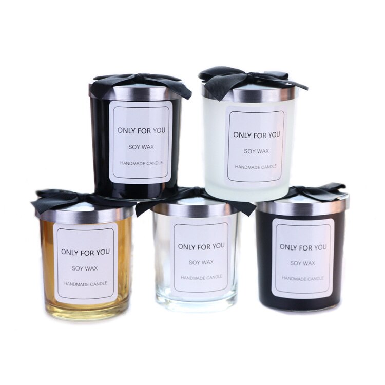 Taza vacía para hacer velas, material de fabricación de jarra de vela con cubierta de hierro, bowknot, de mano, velas de cera de soja
