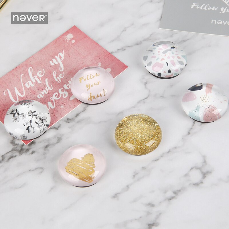 Never Glass Magnets Magnet Thumb Tack Pin Stickers For Magnet Whiteboard Stationery Office Decoration 6pcs/Set