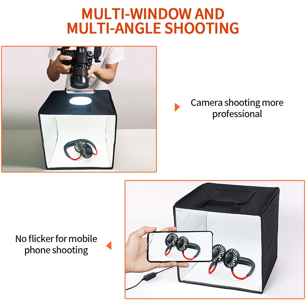 30cm Photo Studio Light Box Mini Led LightBox Dimmable Softbox Photography Shooting Tent Kit 6 Color Backdrops for Small Items