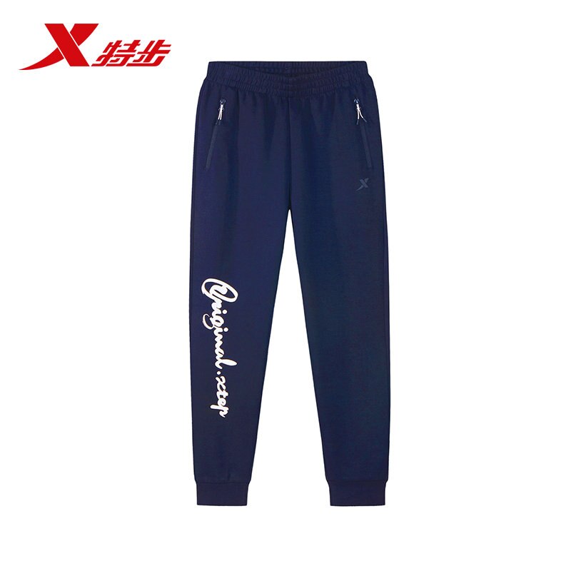 Xtep Mannen Sport Broek Herfst En Winter Been-Knit Comfortabele Casual Broek 881129639341: blue / M