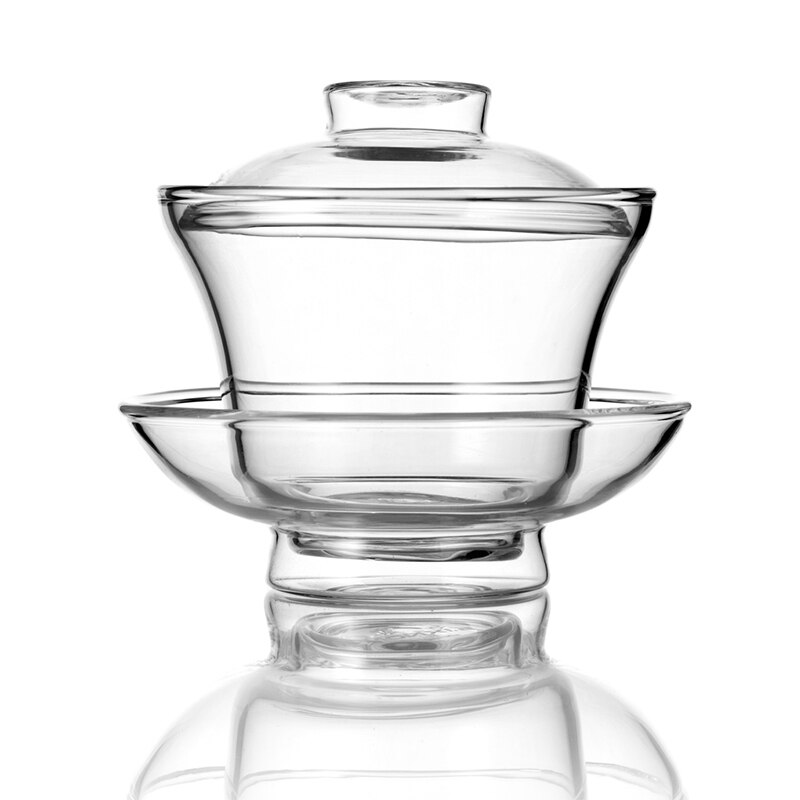 Chinese Tea Set Gaiwan Thicken Heat Resistant Glass Kung Fu Tea Set Tureen Wedding Tea Bowl Health Flower Tea Cup and Saucer