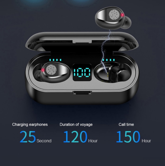 F9 Wireless Headphones Bluetooth 5.0 Earphone with Headphones Charge Box Sports Headset Ear Buds with Dual Microphone
