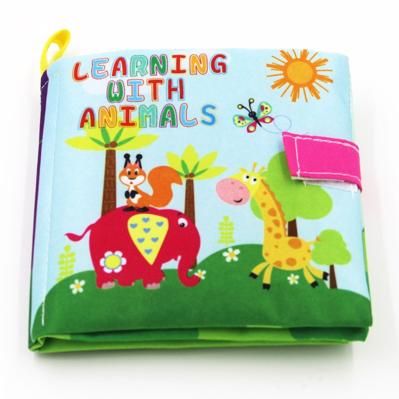 Barn tyg böcker djurstil apa uggla hund nyfödda baby leksaker lärande pedagogiska söta spädbarn baby tyg bok ratteles игрушк: Djur-