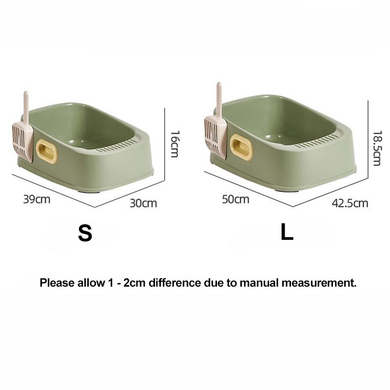 Cat Litter Box With Double Ear Handles Square Semi-closed Anti-splash Deodorant Sandbox Kitten Toilets Free Shovel Pet Items