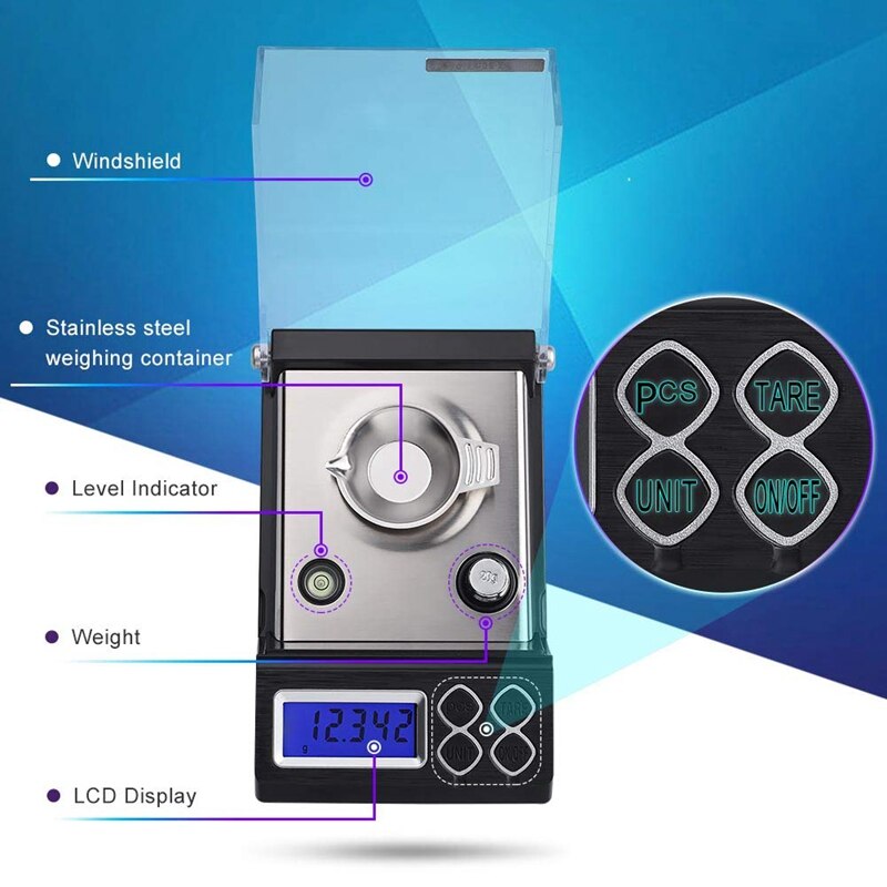High Precision Digital Milligram Pocket Scale 30G/0.001G Lab Analytical Balances Scale High Sensitivity Weighing Pans