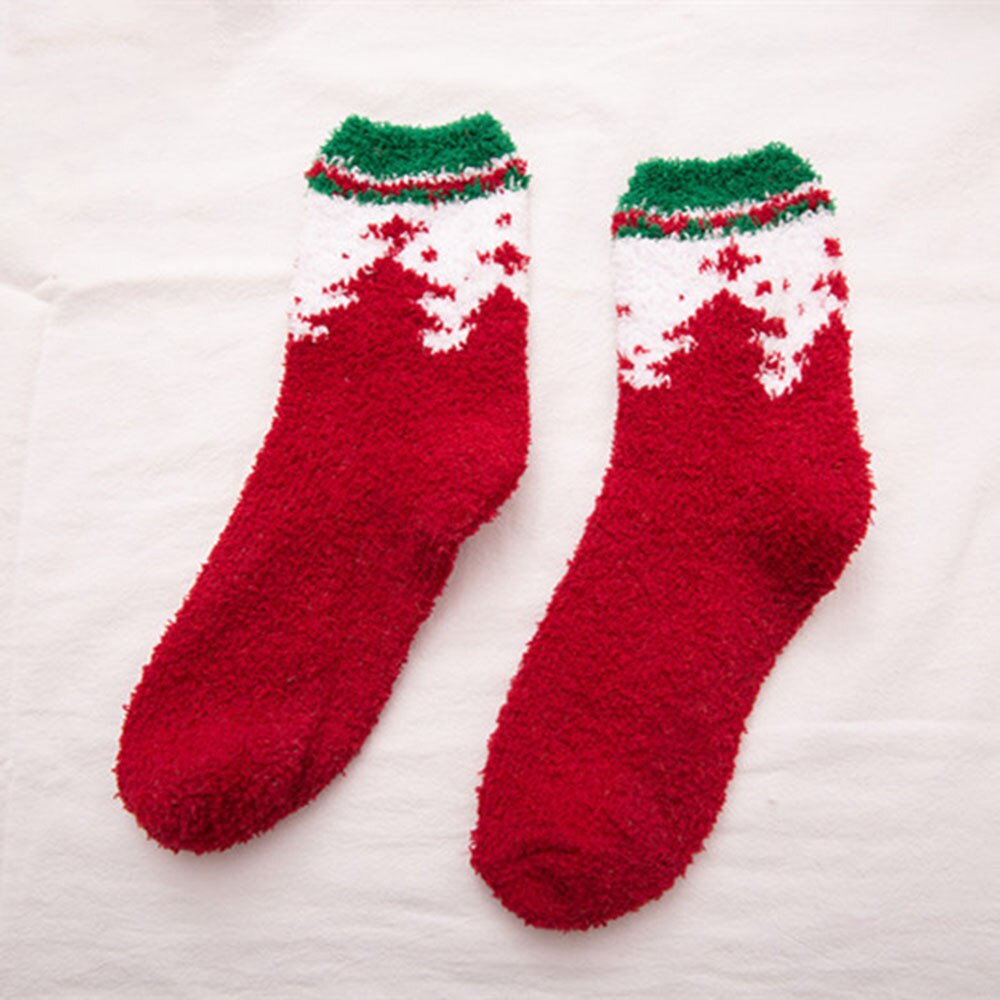 1 Paar Warm Vrouwen Mannen Sokken Kerstcadeau Sok Leuke Dikke Coral Fleece Volwassen Herfst En Winter Kerst Sokken: 1