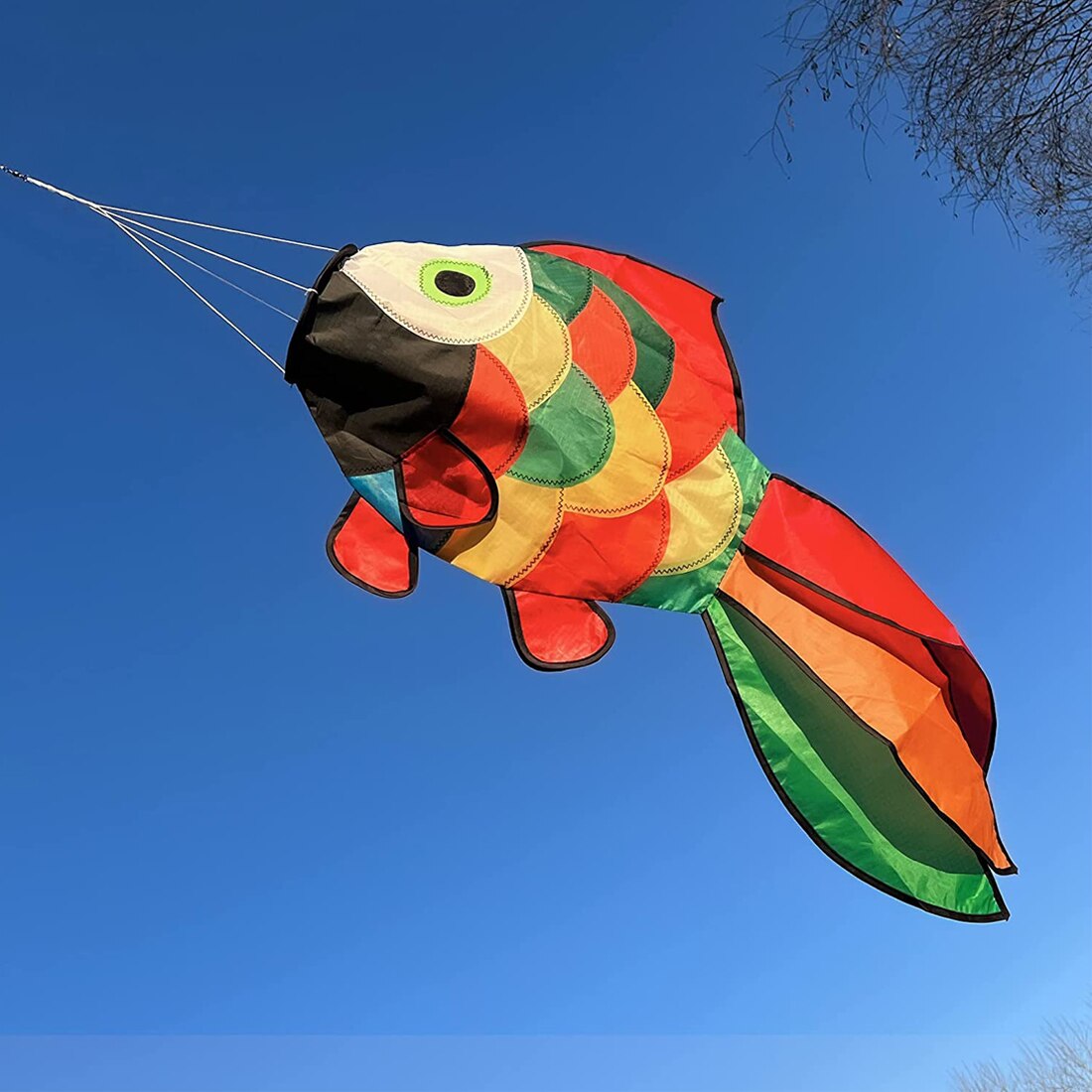 9Km Dwlife Kite Leuke Regenboog Vis Windzak Spinner Voor Yard En Tuin 32Inch 81Cm Koi Vis Outdoor duurzaam Opknoping Zware