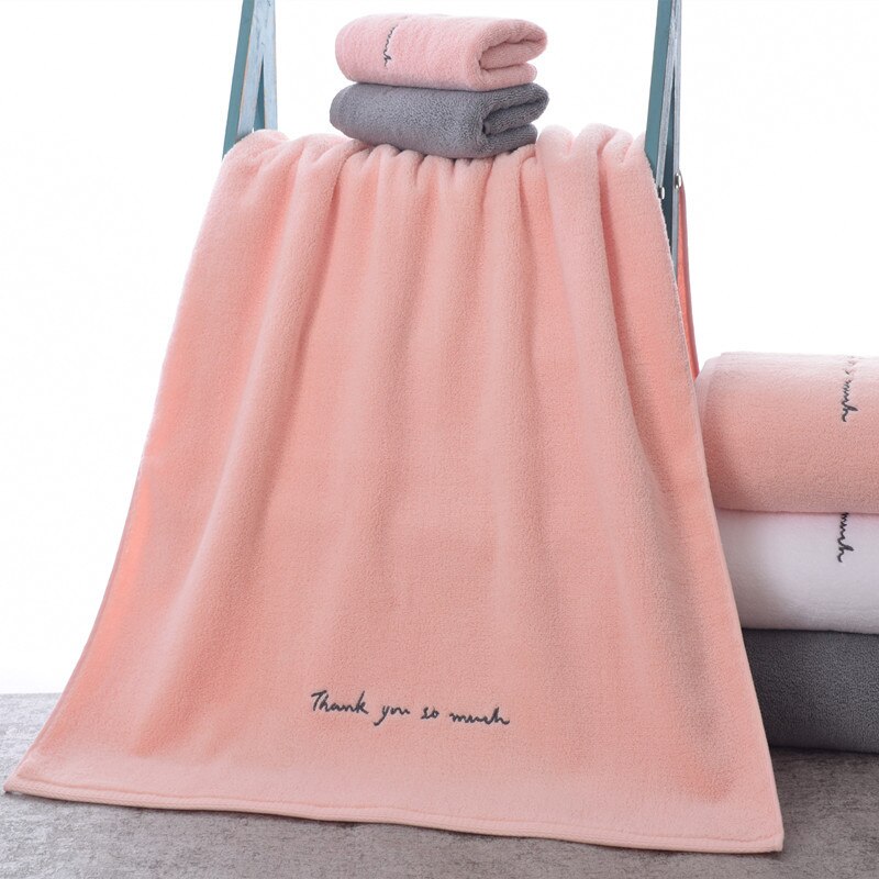 Zhuo mo håndklær i egyptisk bomull for voksne søte bokstaver myke broderte badehåndkle bad dusj for elskere håndklær: Rosa / 1pc 70 x 140 1pc 34 x 76