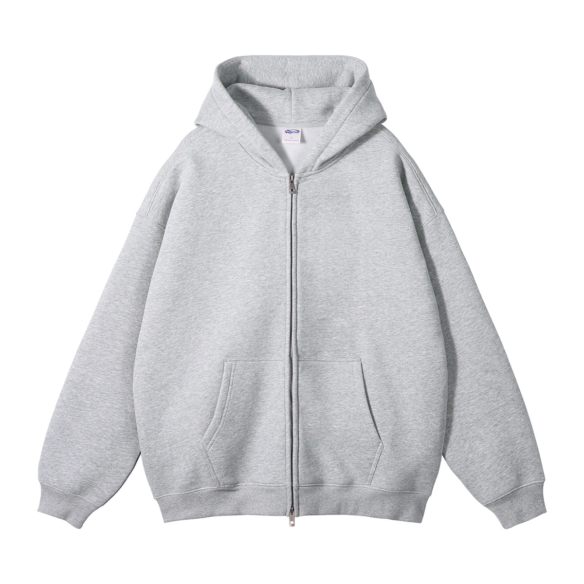 Fleece vest met dubbele ritssluiting en capuchon: Xxl / Grijs