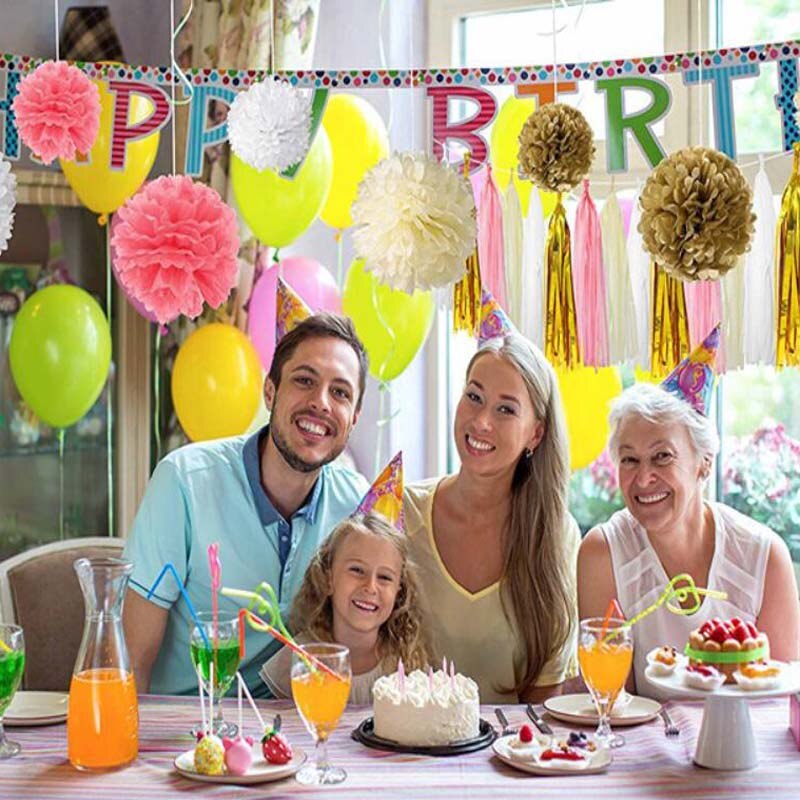 20 st silkespapper tofs krans rosa blå banderoll papper gör det själv fest krans för födelsedag baby shower bröllopsfest dekorationer