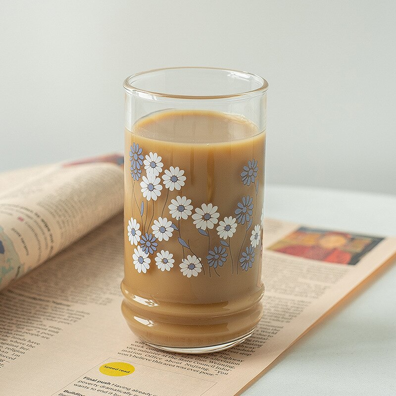 230ml japansk og koreansk glas klokkeblomst blomst gul blomsterkop varmebestandig mælkekop kaffekop juice kop fortykket kop