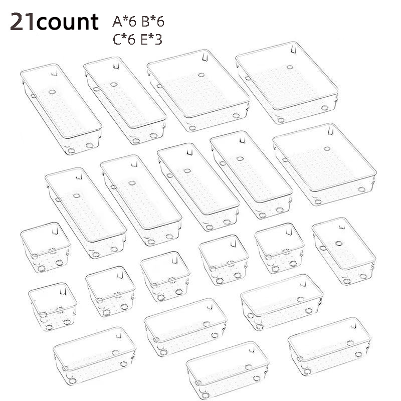 28 PCS Clear Drawer Organizers Set 4-Size Versatile Bathroom and Vanity Drawer Organizer Trays Storage Bins for Bedroom Kitchen: Red