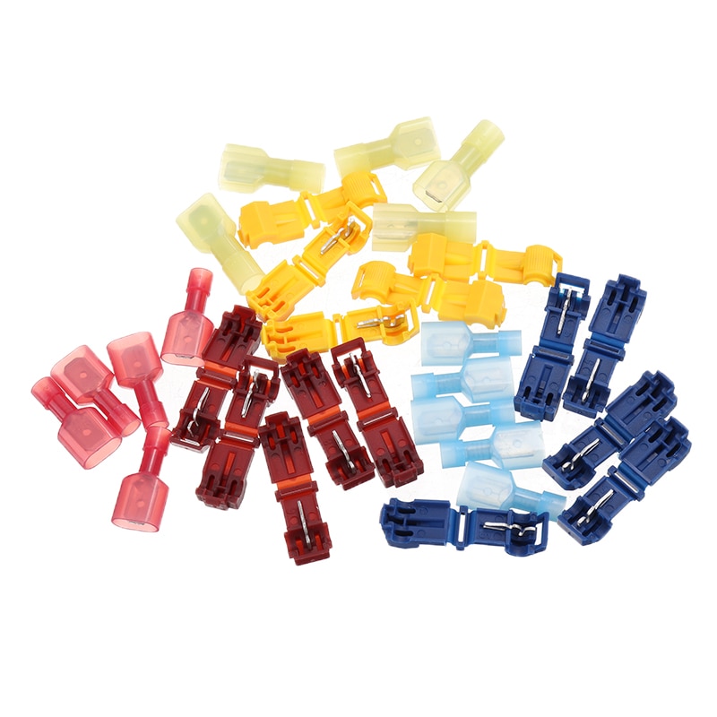 30pcs T-Tap Wire Spade Connector Kit Insulated Wire Cable Connectors Terminals Scotch Lock Quick Splice Electrical Set