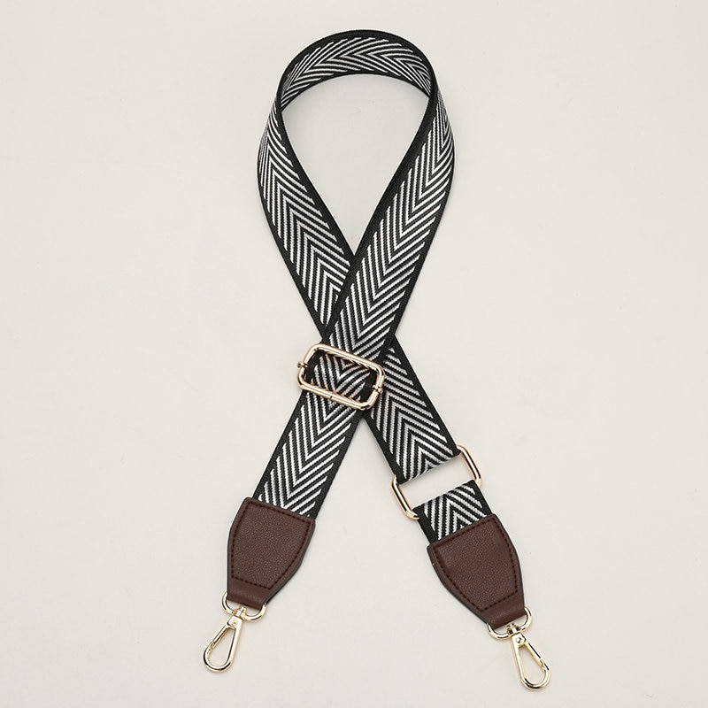 3.8cm zwarte witte strepen nylon katoenen stoffen tas riem diy enkele schoudertas riem handvat 88 ~ 140cm verstelbaar