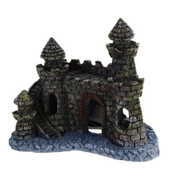 Cartoon Antique Little Castle Aquarium Fish Tank Ornaments Brick Resin Castle Aquariums Castle Decoration Aquarium Fish Tank: Default Title
