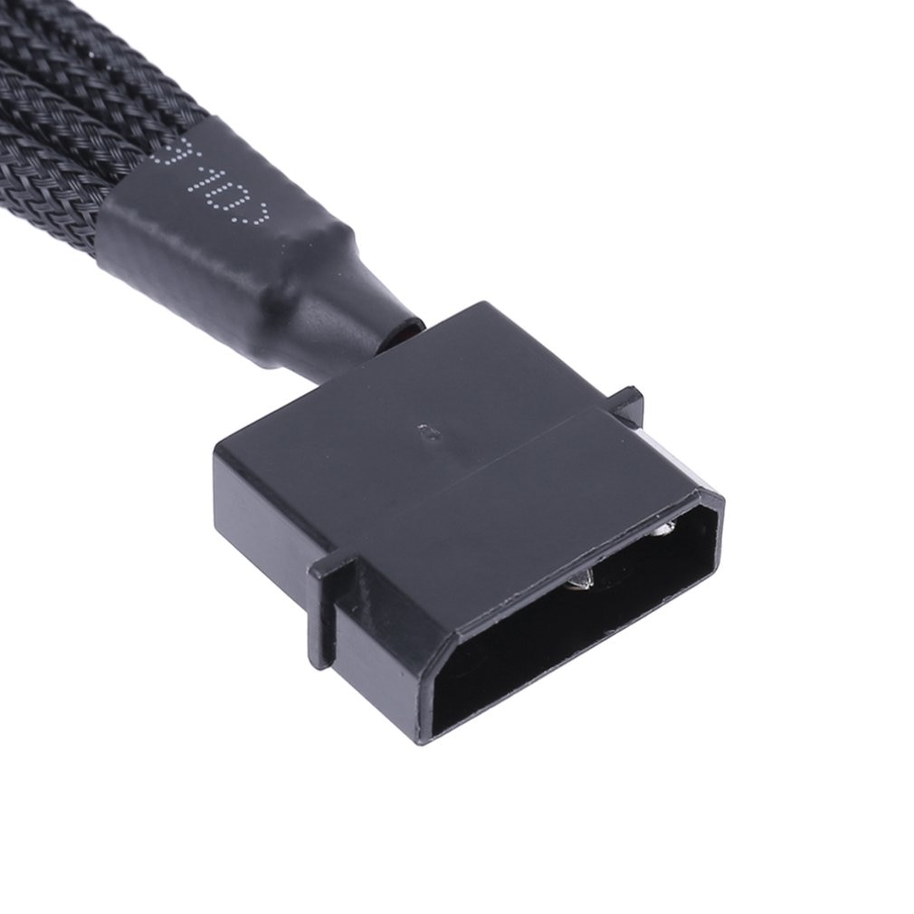 1 To 2 Way Y-Splitter Sleeved 4-Pin Molex Male To 2x 3-Pin/4-Pin PWM Male Connector Fan Extension Adapter Cable
