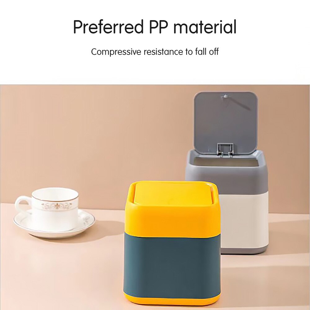 Papelera para escritorio multifuncional, Cubo de almacenamiento con cubierta para oficina, hogar, escritorio, Mini papelera