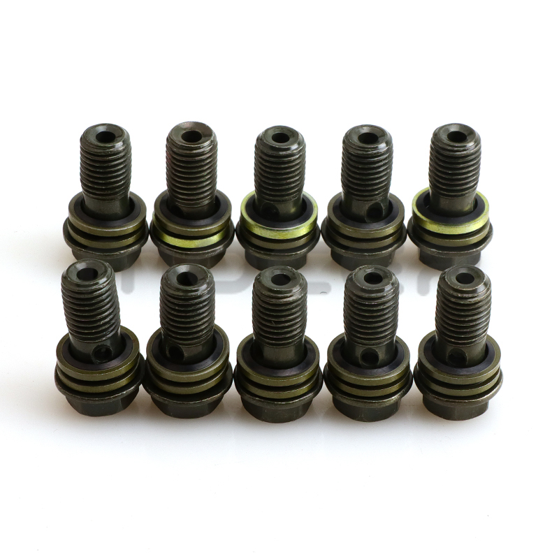 10Pc M8/M10x1.25 Hoofdremcilinder Olie Slang Schroef Banjo Bolt Motorfiets Universele Buis Tubing Schroeven Bouten Voor connector End: Black