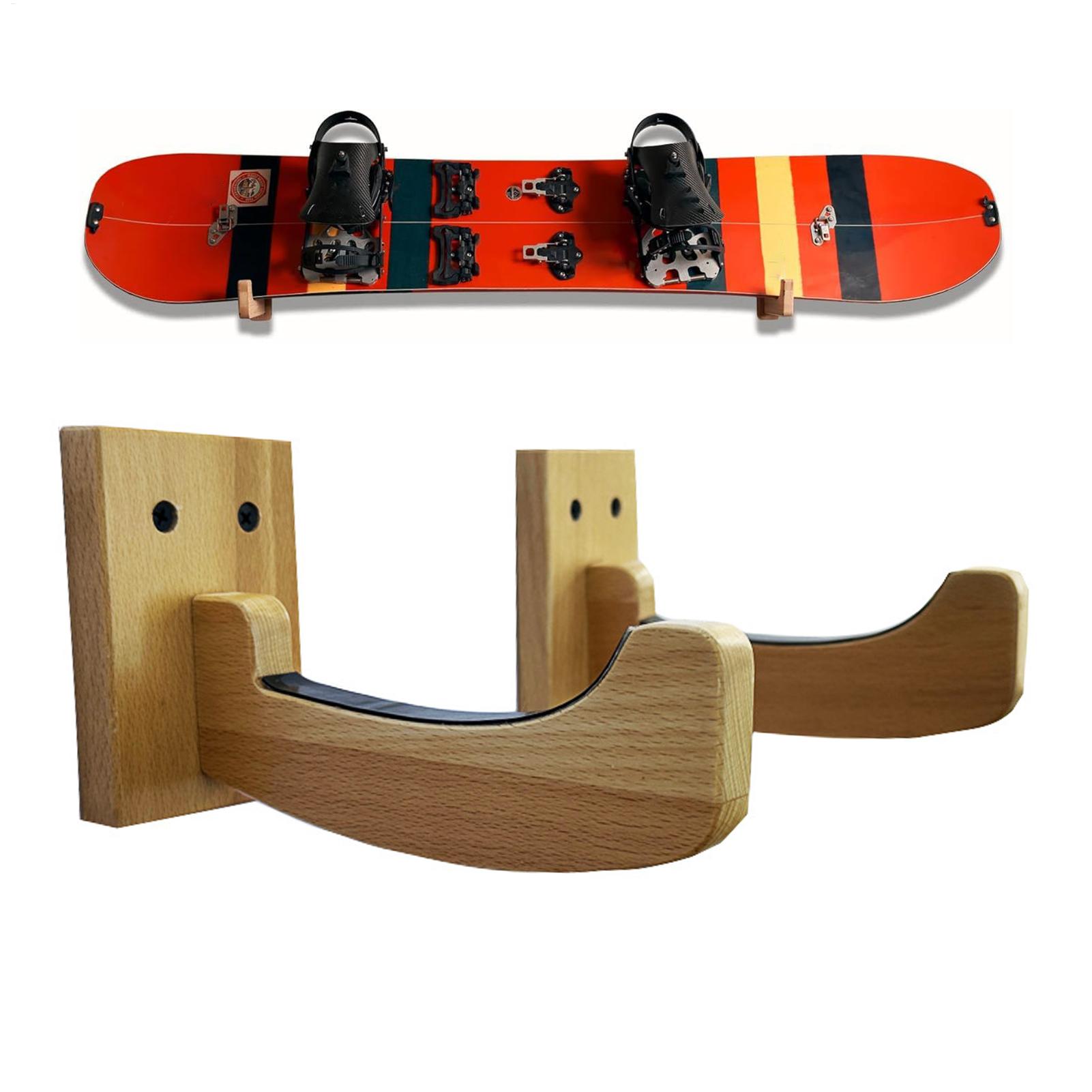 Väggmonterad surfbrädeställ i trä för skid- och snowboardförvaring för inomhus- och utomhusgarage, uteplats och strandhus