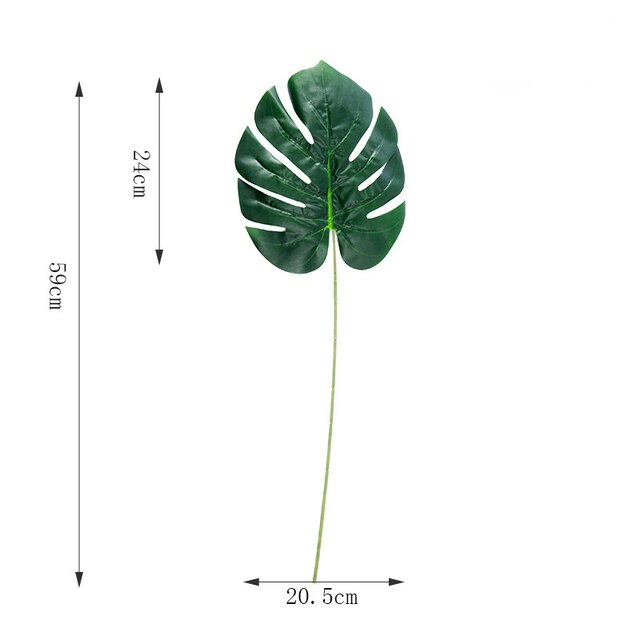Hoja de palma Tropical de imitación de tortuga, Planta Artificial, decoración de playa de jungla para hawaiana: 1 Leaf Green