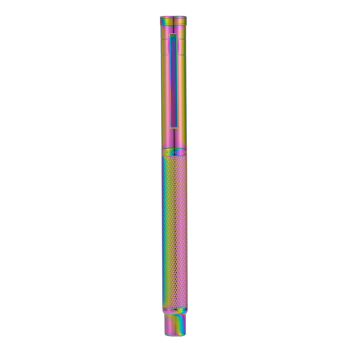 Pluma estilográfica de Metal de bosque azul oscuro Hongdian, plumín azul EF/F/Bent, textura de árbol hermoso, excelente escritura, bolígrafo de oficina de negocios, novedad: Rainbow--One Pen / Bent (Curved) 1.0mm