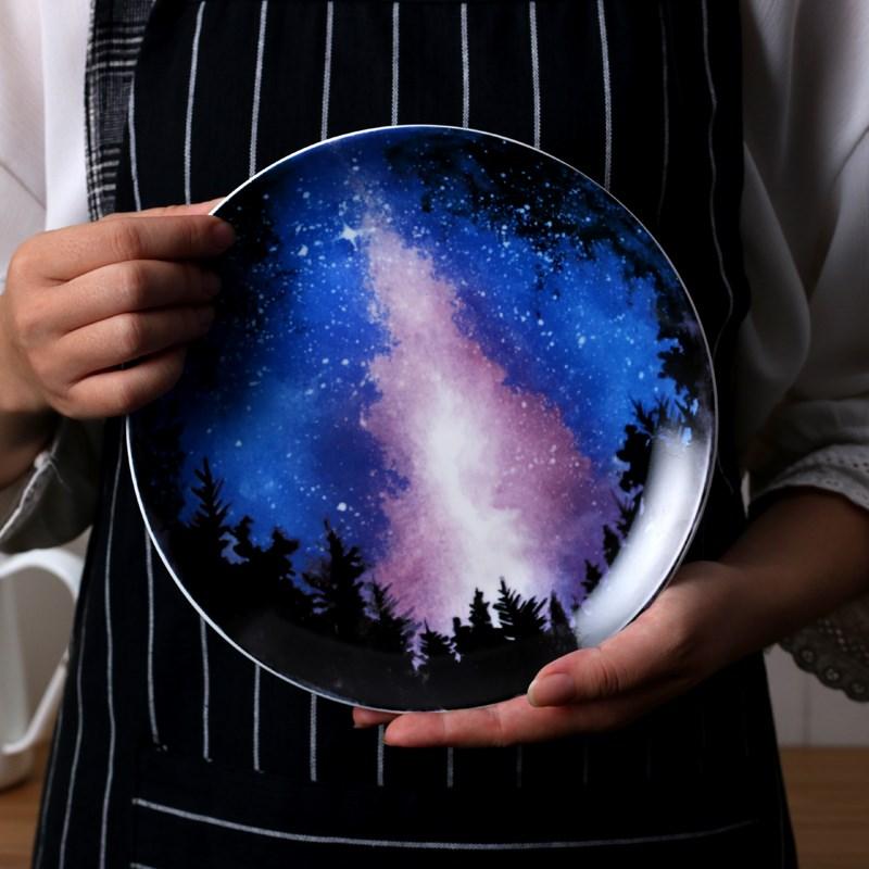 Star universe plate set ceramic tableware dessert steak bread dinner plate set dishes kitchen decoration 8 inch WF