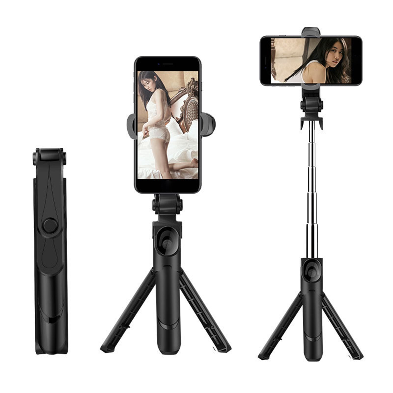 XT09 Compact Uitschuifbare Selfie Stok Statief Telefoon Houder Met Bluetooth Afstandsbediening Voor Opname Video &#39;S