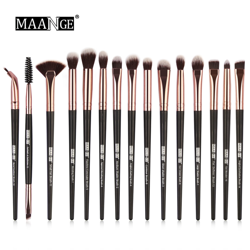 MAANGE 15PCS Up Kwasten Oogschaduw Borstel Wenkbrauw Make Up Kwasten Set Haar Synthetische Haren Cosmetica Kits Beauty Tool