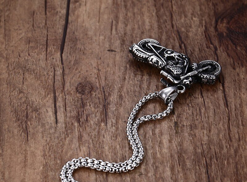Vintage-gothic-ghost-rider-anhänger aus edelstahl #39 motorrad-anhänger-halskette
