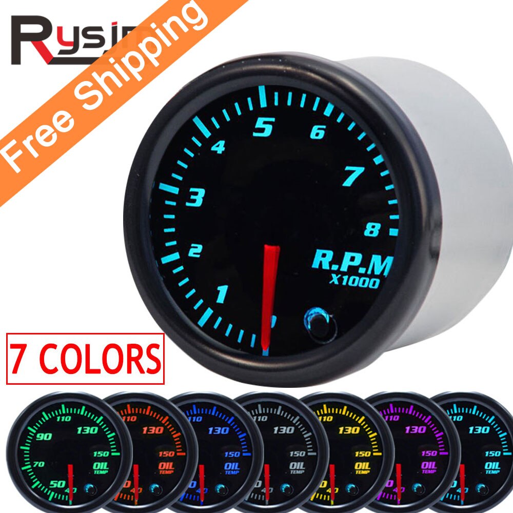 7 Color 2&quot; 52mm Tacometro RPM Meter LED Car Auto Tachometer Gauge Gauge Vacuum Car Meter Pointer Universal for Gasoline Motor