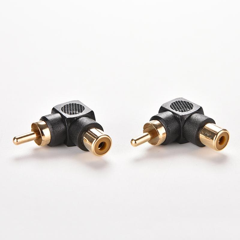 2 Stuks Connector Converte Zwart Haakse Rca Man-vrouw Adapter 90 Graden M/F Rca Audio Av rca Plug Extender